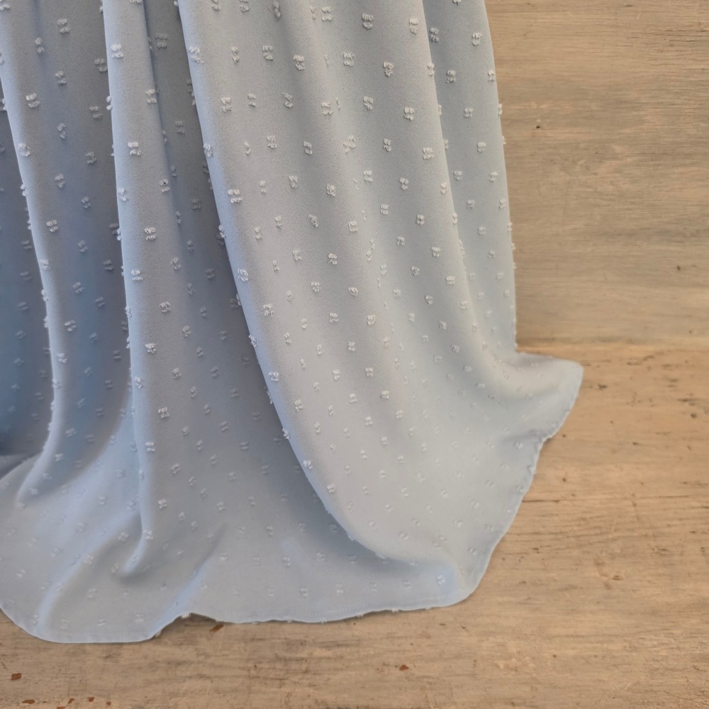 Pinup Fashion Pale Blue Swiss Dot Above Knee Baby Doll Dress Size Large GC - Picture 4 of 8